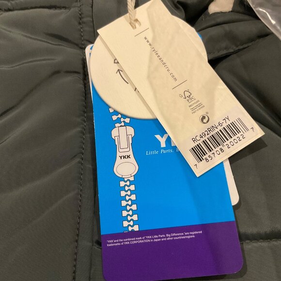 NWT RYLEE CRU long down puffer jacket  marine green 6-7 y boy girl - Picture 5 of 5